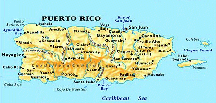 Map of Puerto Rico - Stay tuned for Area descriptions...